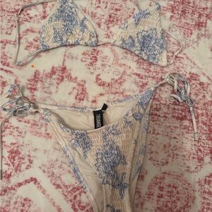 Triangl Swimwear Blue and Cream Bikini
